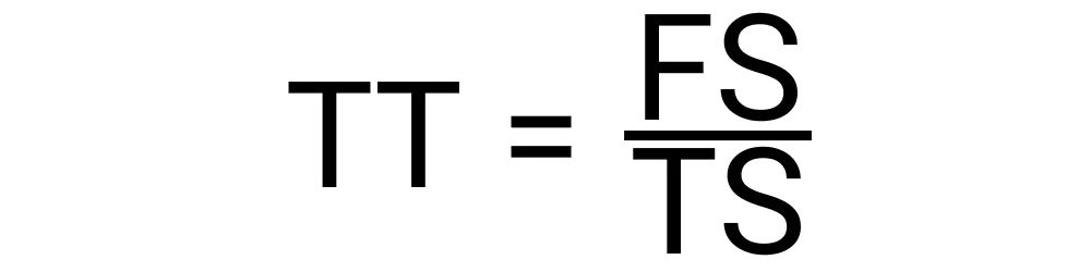 An image of the formula used to calculate how long it will take for an amount of data to be transferred.